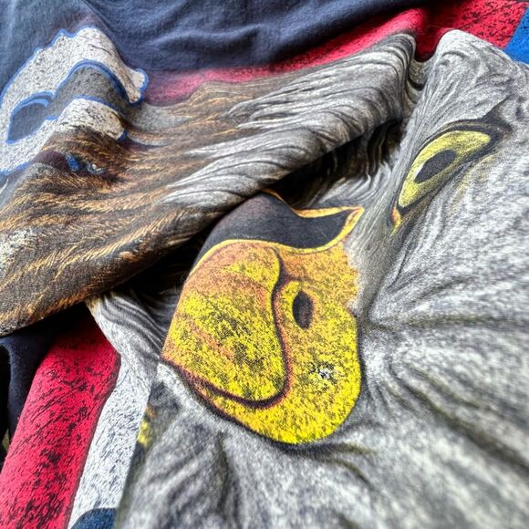 Vintage Bald Eagle USA 100% Navy Cotton Graphic Tee Mens Size XL - Picture 6 of 12